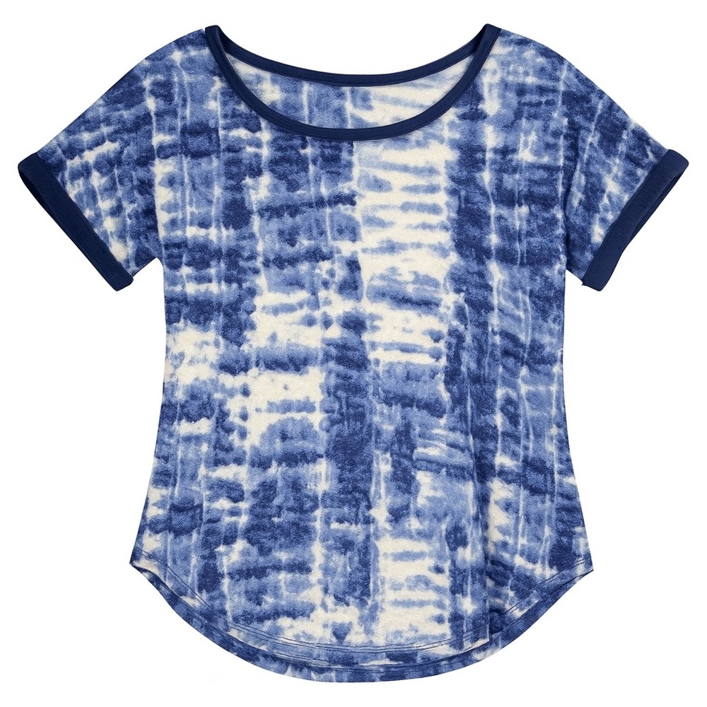 Lucky Brand • Blue & White Knit Tee • Tie-Dye • Size L (Fits M/L)